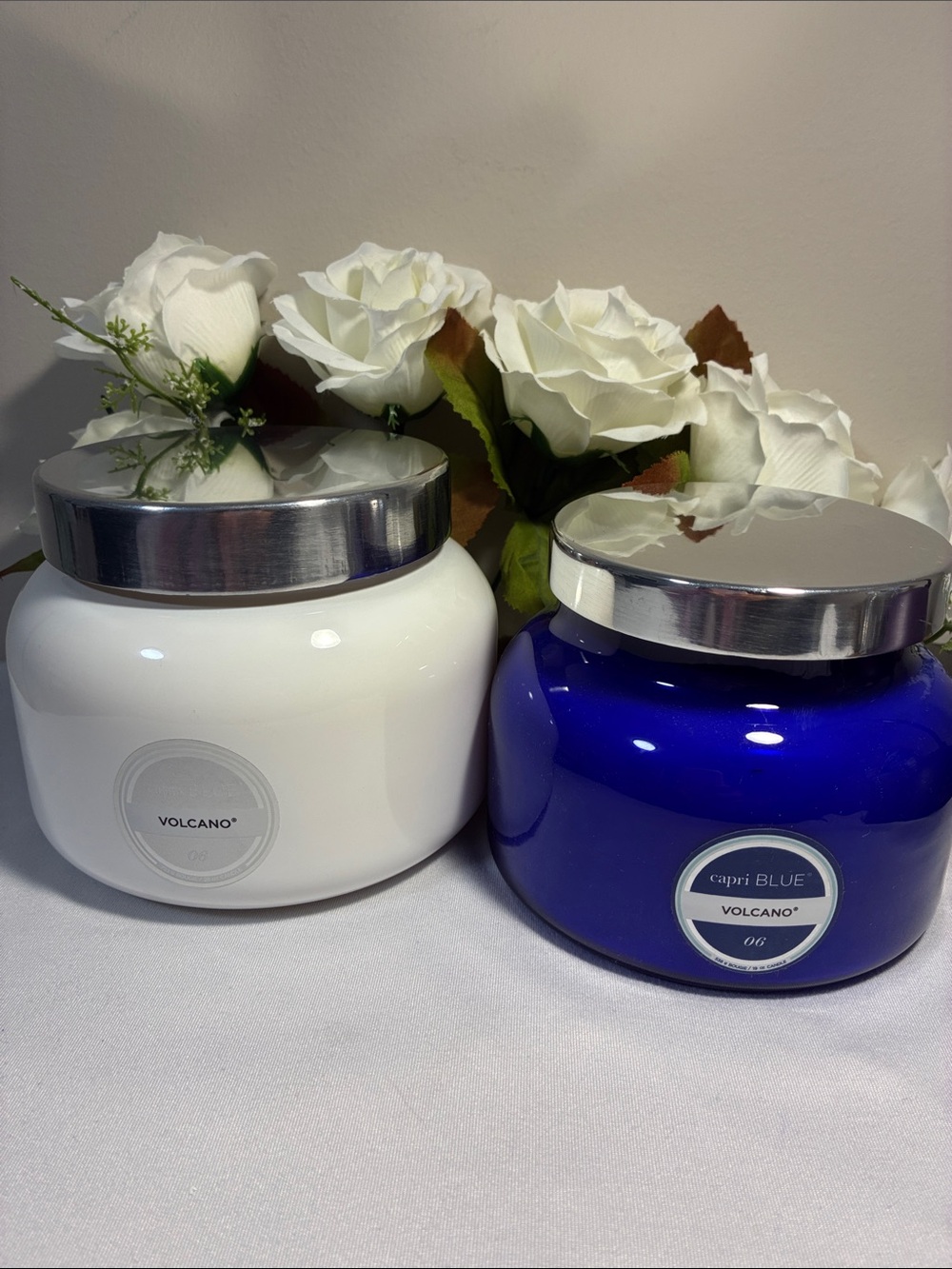 Capri Blue Volcano Scented Jar Candle Duo — White & Blue